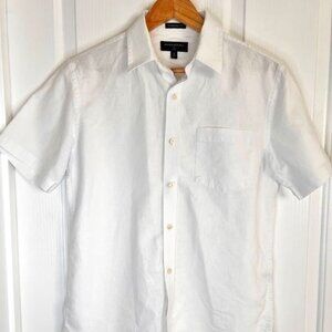 Banana Republic Standard-Fit White Linen Short-Sleeve Shirt
